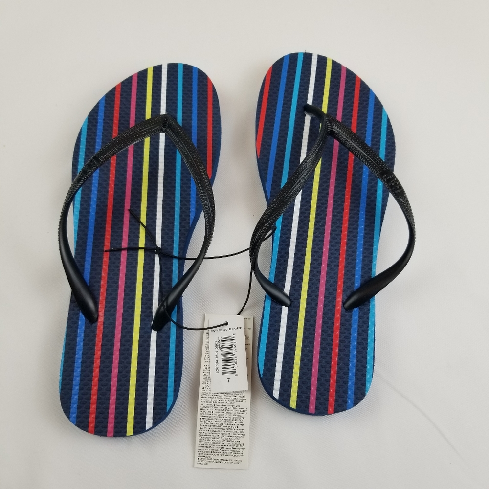 NWT GAP Womens Sandals Blue Striped Flip Flops Sz9
